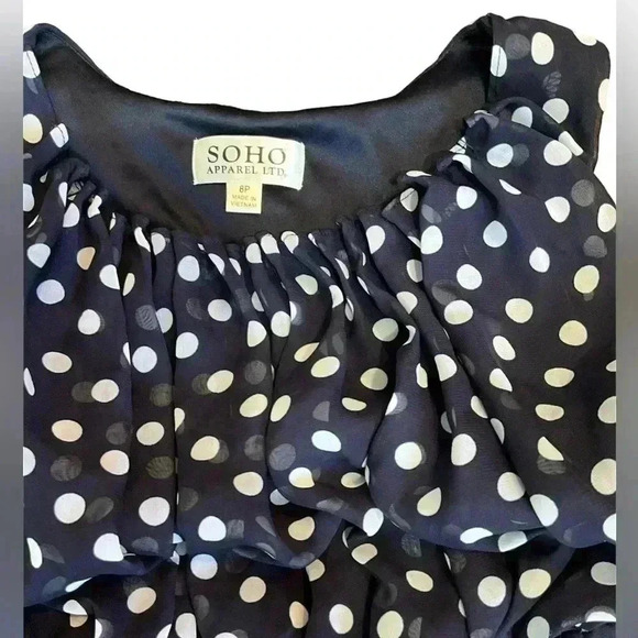 SOHO APPAREL LTD, Size 8 Blue with White Polka Dot Great Quality Great Condition - Picture 6 of 8